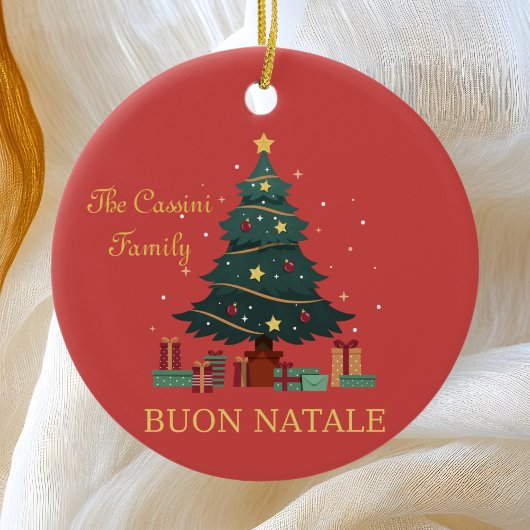 Italiaanse familienaam Buon Natale Custom Tree Keramisch Ornament