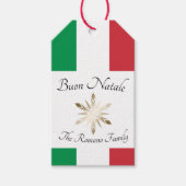 Italiaanse familienaam Buon Natale Flag en Snowfla Cadeaulabel (Voorkant)