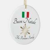 Italiaanse familienaam Buon Natale Flag en Snowfla Keramisch Ornament (Rechts)
