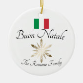 Italiaanse familienaam Buon Natale Flag en Snowfla Keramisch Ornament (Voorkant)