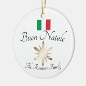 Italiaanse familienaam Buon Natale Flag en Snowfla Keramisch Ornament (Links)