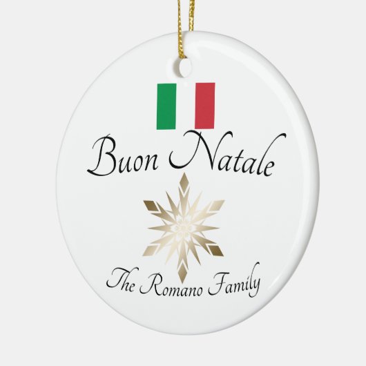 Italiaanse familienaam Buon Natale Flag en Snowfla Keramisch Ornament (Links)