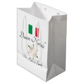 Italiaanse familienaam Buon Natale Flag en Snowfla Medium Cadeauzakje (Voorkant Gekanteld)