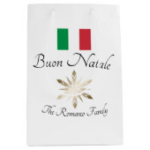 Italiaanse familienaam Buon Natale Flag en Snowfla Medium Cadeauzakje (Voorkant)