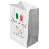 Italiaanse familienaam Buon Natale Flag en Snowfla Medium Cadeauzakje (Achterkant Gekanteld)