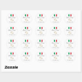Italiaanse familienaam Buon Natale Flag en Snowfla Ronde Sticker (Vel)