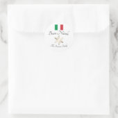 Italiaanse familienaam Buon Natale Flag en Snowfla Ronde Sticker (Tas)