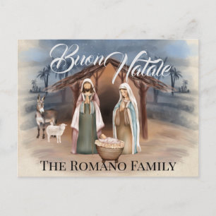 Italiaanse familienaam Buon Natale Nativiteitsscèn Briefkaart