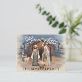 Italiaanse familienaam Buon Natale Nativiteitsscèn Briefkaart (Staand voorkant)
