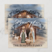 Italiaanse familienaam Buon Natale Nativiteitsscèn Briefkaart (Voorkant / Achterkant)