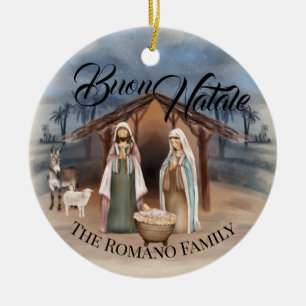 Italiaanse familienaam Buon Natale Nativiteitsscèn Keramisch Ornament