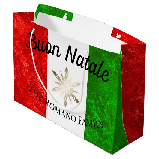 Italiaanse Familienaam Buon Natale Vlag Kerstmis Groot Cadeauzakje (Achterkant Gekanteld)