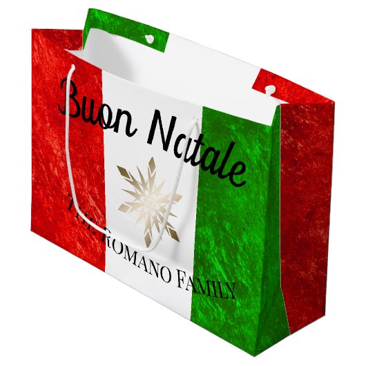 Italiaanse Familienaam Buon Natale Vlag Kerstmis Groot Cadeauzakje (Voorkant Gekanteld)
