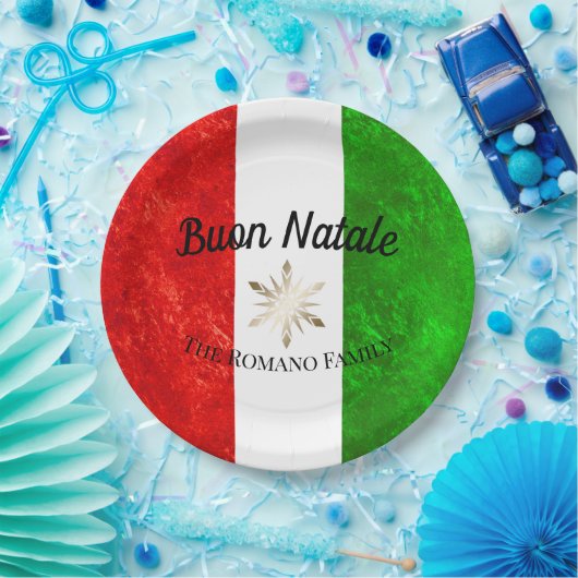 Italiaanse Familienaam Buon Natale Vlag Kerstmis Papieren Bordje (Feest)
