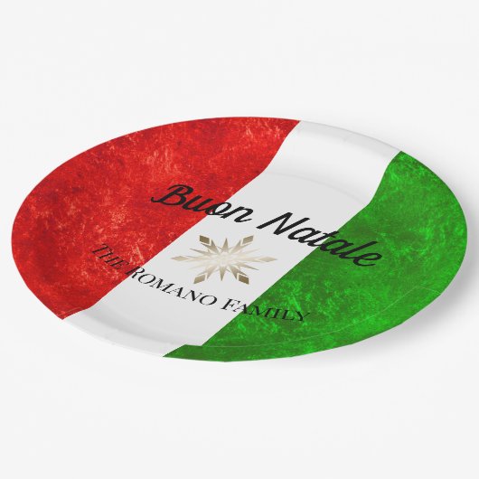 Italiaanse Familienaam Buon Natale Vlag Kerstmis Papieren Bordje (Gekanteld)