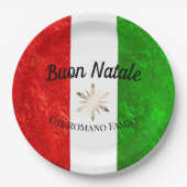 Italiaanse Familienaam Buon Natale Vlag Kerstmis Papieren Bordje (Voorkant)