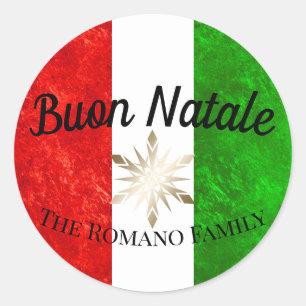 Italiaanse familienaam Buon Natale vlag Kerstmis Ronde Sticker