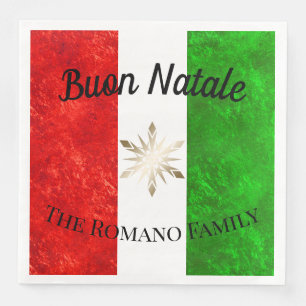 Italiaanse Familienaam Buon Natale Vlag Kerstmis Servet
