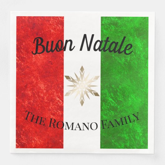 Italiaanse Familienaam Buon Natale Vlag Kerstmis Servet (Voorkant)