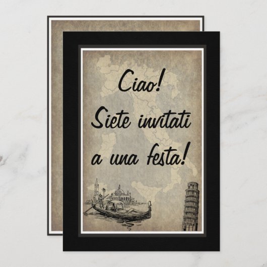 Italiaanse feestuitnodiging kaart (Voorkant / Achterkant)