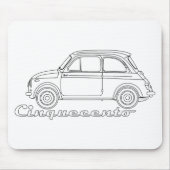 Italiaanse Fiat Cinquecento 500 cc Oldtimer Blauwd Muismat (Voorkant)