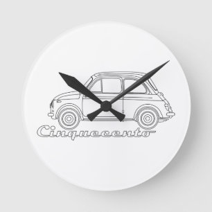 Italiaanse Fiat Cinquecento 500 cc Oldtimer Blauwd Ronde Klok