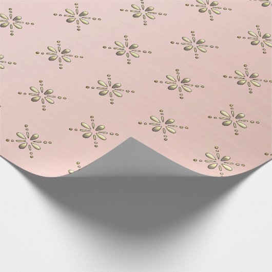 Italiaanse Floral Motif over Roos Gold Backdrop Cadeaupapier (Hoek)