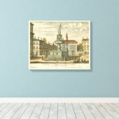 Italiaanse fontein op het stadsplein door Falda Canvas Afdruk (Insitu (Houten vloer))