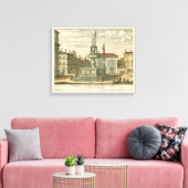 Italiaanse fontein op het stadsplein door Falda Canvas Afdruk (Insitu (Woonkamer))