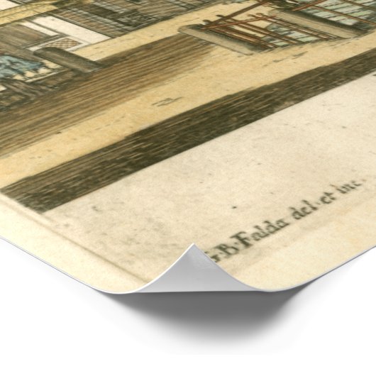 Italiaanse fontein op het stadsplein door Falda Poster (Hoek)