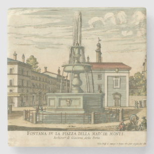 Italiaanse fontein op het stadsplein door Falda Stenen Onderzetter