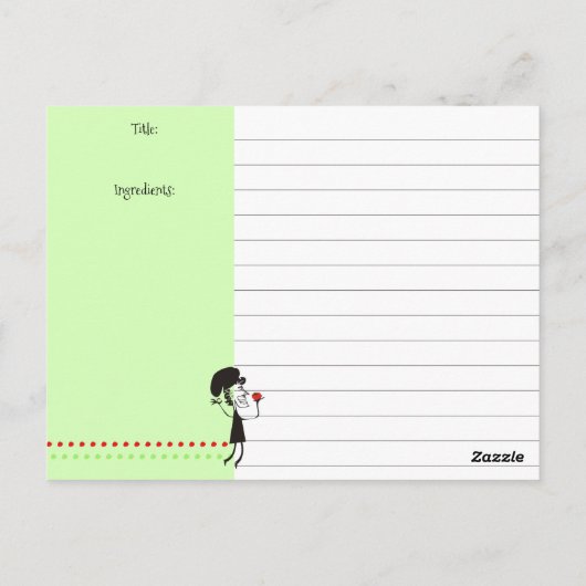 Italiaanse Franse chef-kok kookboek receptenkaart Briefkaart (Achterkant)