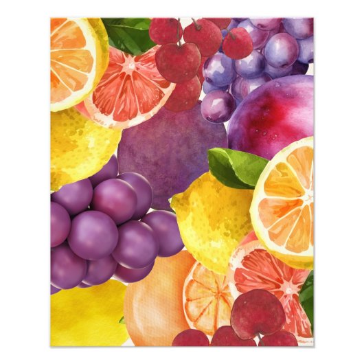 Italiaanse Fruit Keuken Print | Waterverf citrus Foto Afdruk (Voorkant)