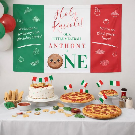 Italiaanse gehaktbal 1e verjaardag spandoek