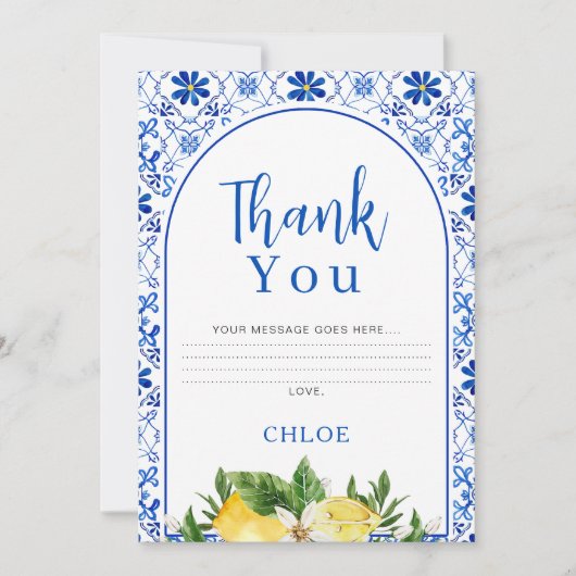 Italiaanse Gele Bloemen Citroen Bruid Dank u kaart (Voorkant)