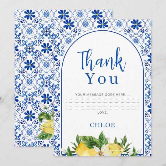 Italiaanse Gele Bloemen Citroen Bruid Dank u kaart (Voorkant / Achterkant)