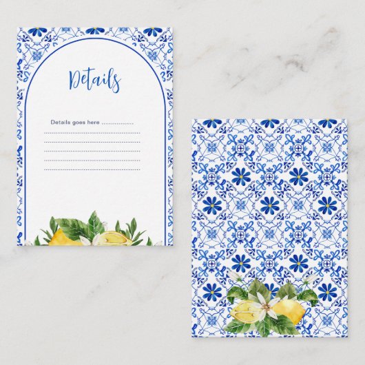 Italiaanse Gele Bloemen Lemon Details Informatiekaartje (Voorkant / Achterkant)