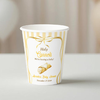 Italiaanse Gele Strik Heilige Cannoli Baby Shower Papieren Bekers