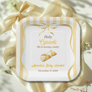 Italiaanse Gele Strik Heilige Cannoli Baby Shower Papieren Bordje
