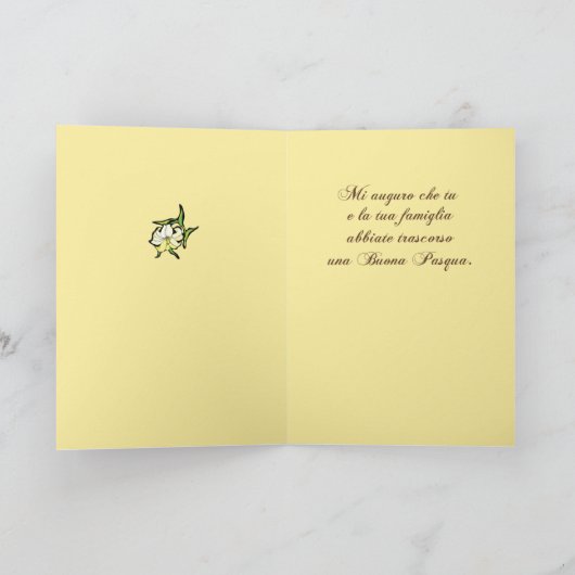 Italiaanse Gelukkige Pasen, Gele Buona Pasqua Feestdagen Kaart (Binnen)