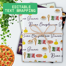Italiaanse Gelukkige Verjaardag, Buon Compleanno c Inpakpapier Vel