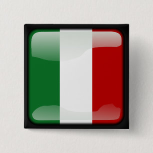 Italiaanse gepolijst vlag vierkante button 5,1 cm