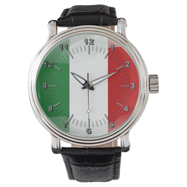 Italiaanse glanzende vlag horloge (Voorkant)