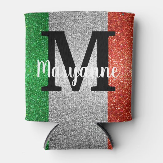 Italiaanse Godin Glitter Italië Vlag kleuren Verja Blikjeskoeler (Voorkant)