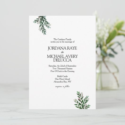 Italiaanse Greenery Modern Elegant Rustic Wedding Kaart (Staand voorkant)