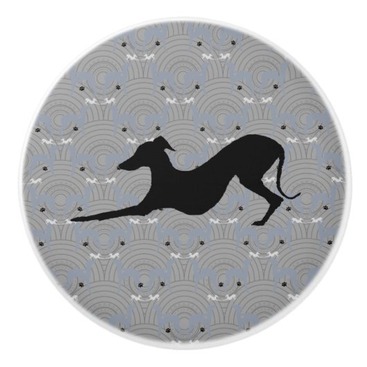 Italiaanse Greyhound Dog Cabinet Knob Pull Iggy Keramische Knop (Voorkant)
