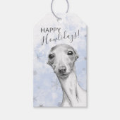 Italiaanse Greyhound Dog Happy Howlidays Kerstmis Cadeaulabel (Voorkant)
