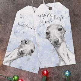 Italiaanse Greyhound Dog Happy Howlidays Kerstmis Cadeaulabel