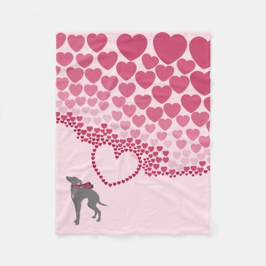 Italiaanse Greyhound Dog Heart Blanket. Gekke Iggy Fleece Deken (Voorkant)
