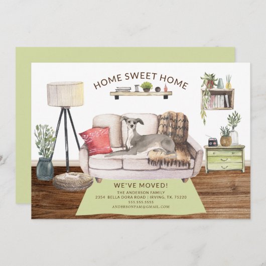 Italiaanse Greyhound Dog Moving Announement Kaart (Voorkant / Achterkant)